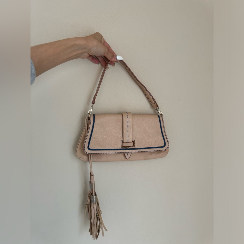 Lancel Paris Cream / Beige Leather Shoulder Bag